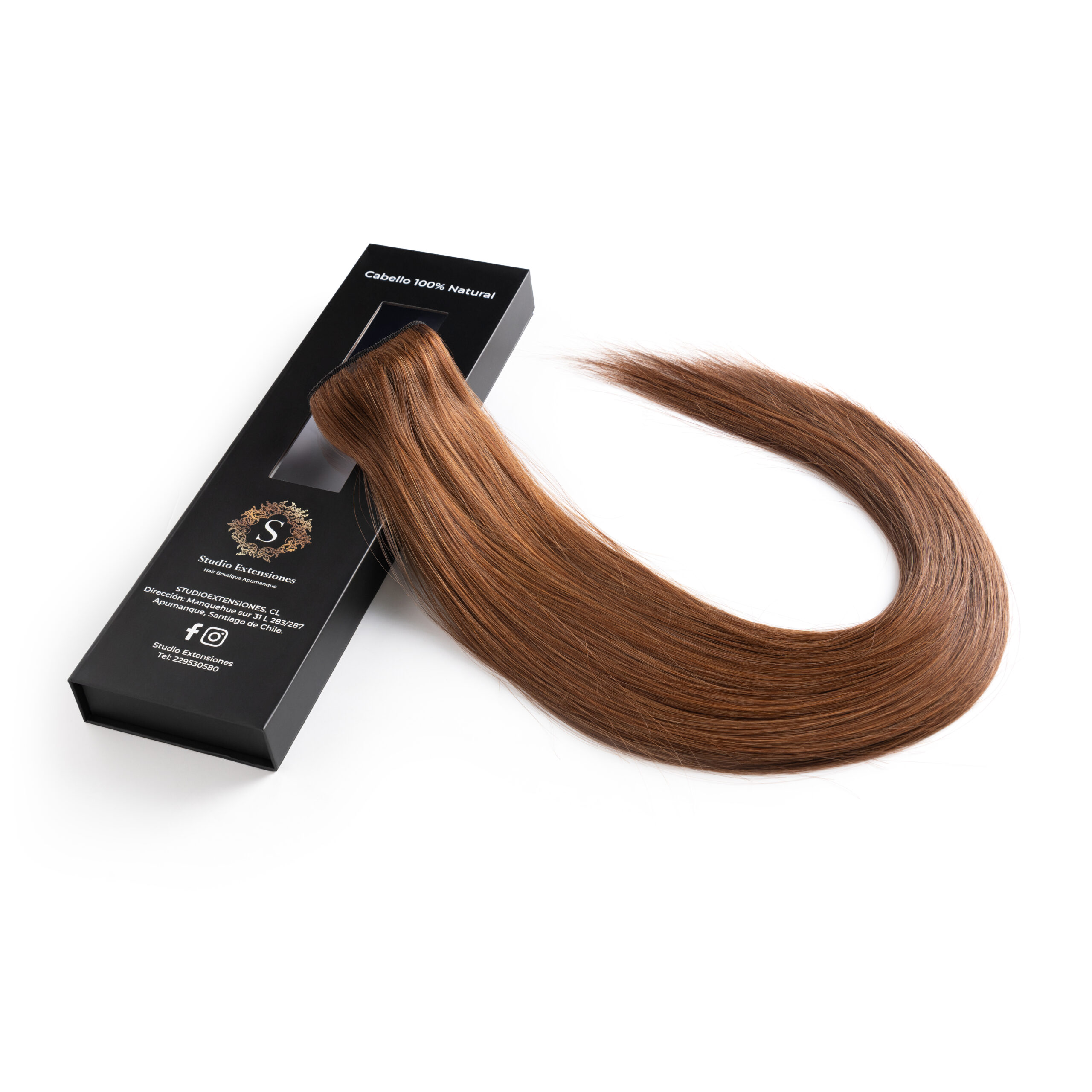 Extensión-2 Extensiones de cabello 100%Natural con clip 100grs Color castaño medio (7N) - Imagen 1