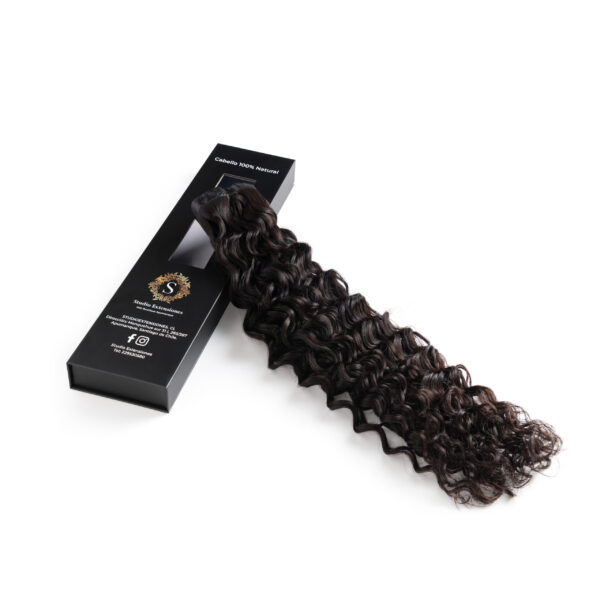 Extensiones de cabello 100%Natural con clip 100grs Color Negro natural Textura Rizada.