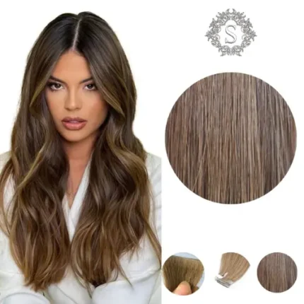 Extensiones de cabello 100%Natural Adhesivas 50grs Color castaño medio (7N)